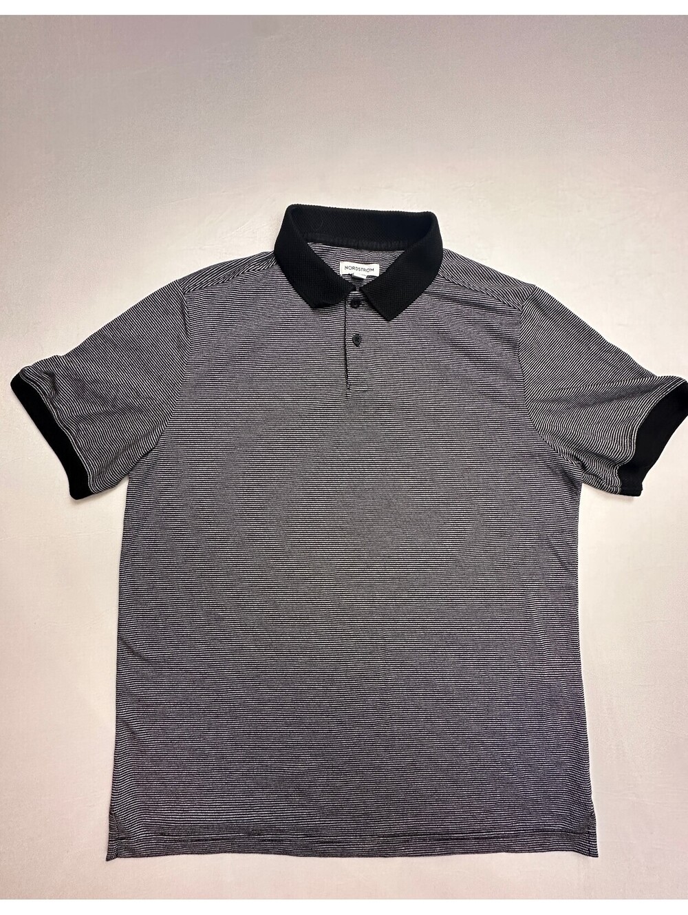 Nordstrom Men's Medium Gray and Black Polo Shirt
